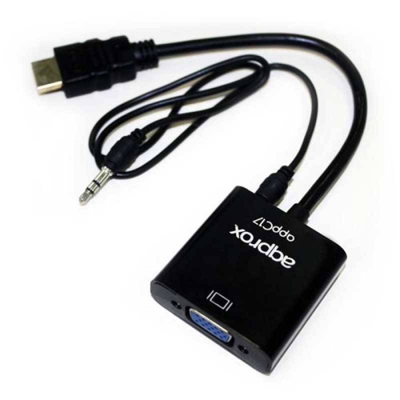 ADAPTADOR/CABLE APPROX HDMI A/M - VGA HDB15/H C/AUDIO NEGRO