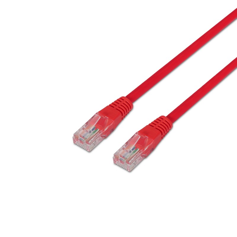 AISENS - CABLE DE RED LATIGUILLO CRUZADO RJ45 CAT.5E UTP AWG24, ROJO, 1.0M