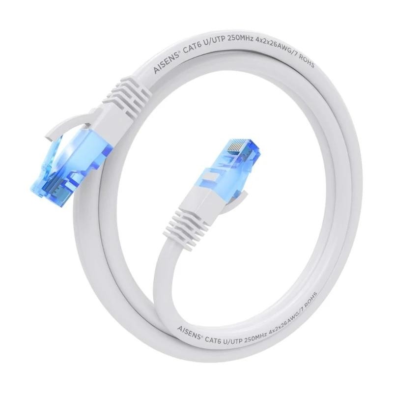 AISENS - CABLE DE RED LATIGUILLO RJ45 CAT.6 UTP AWG26 CCA, BLANCO, 1.0M