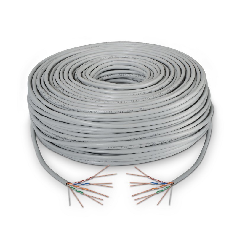 AISENS - CABLE DE RED RJ45 CAT.5E FTP RÍGIDO AWG24, GRIS, 100M
