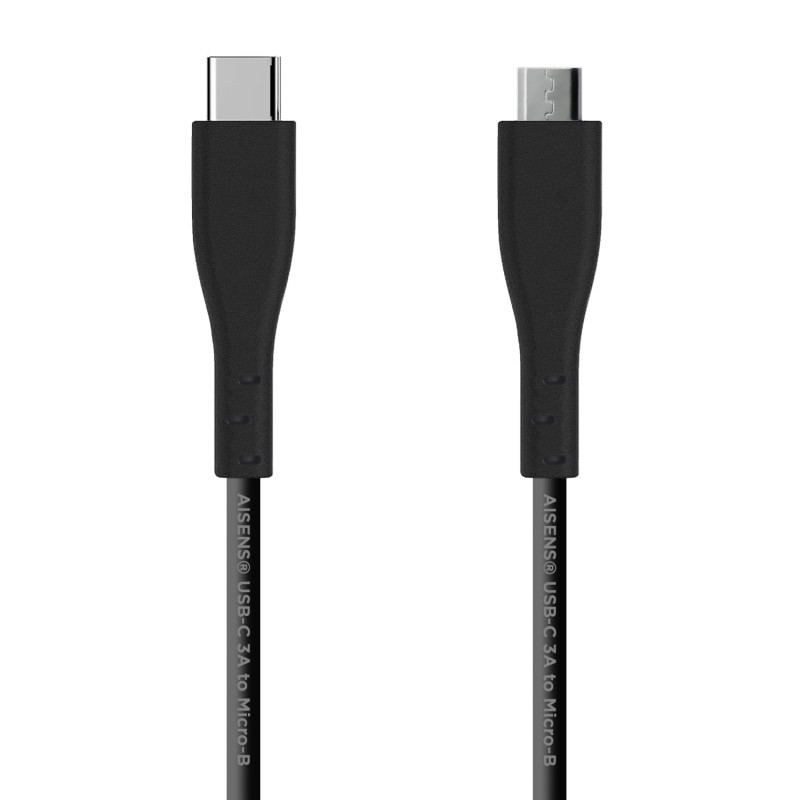 AISENS - CABLE USB 2.0 3A, TIPO USB-C/M-MICRO B/M, NEGRO, 1.0M