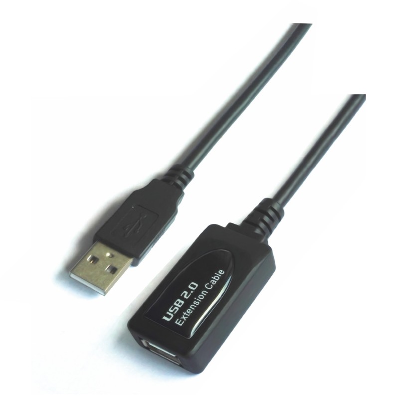 AISENS - CABLE USB 2.0 PROLONGADOR CON AMPLIFICADOR, TIPO A/M-A/H, NEGRO, 10M