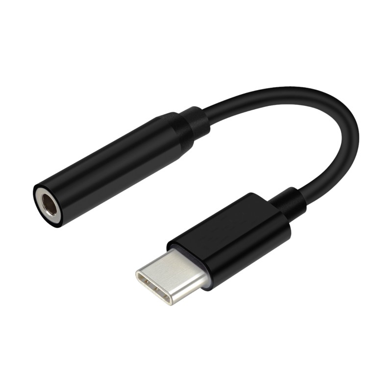 AISENS - CONVERSOR USB-C A AUDIO, USB-C/M-JACK 3.5/H, NEGRO, 15CM