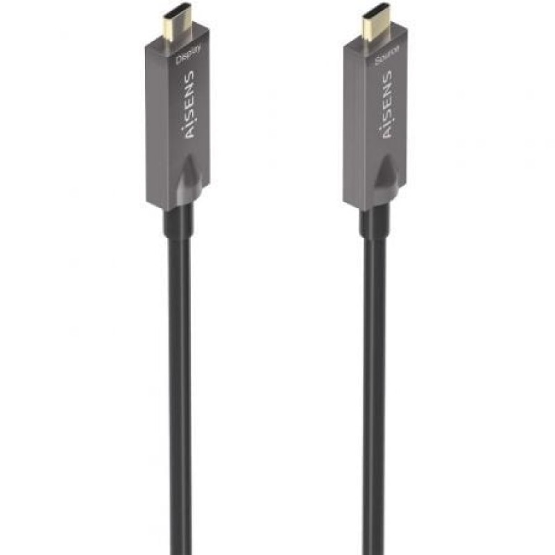 AISENS - Cable USB 3.1 Gen2 10Gbps AOC 4K@60Hz 3A 60W E-Marker, tipo USB-C/M-USB-C/M, Negro, 10m