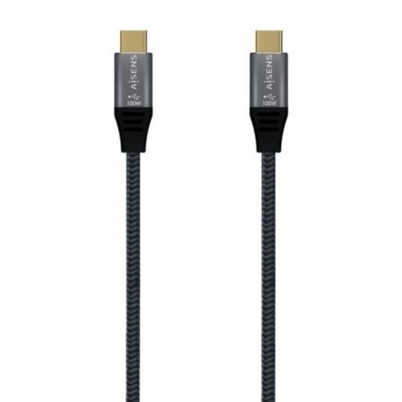 AISENS – USB 3.2 Gen2x2 Aluminum Cable 20Gbps 8K@30Hz 5A 100W E-Mark, Type USB-C/M-USB-C/M, Grey, 1.5 m
