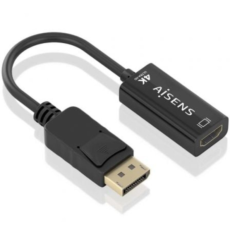 AISENS CONVERSOR DISPLAYPORT A HDMI 4K@60HZ, DP/M-HDMI/H, NEGRO, 15CM