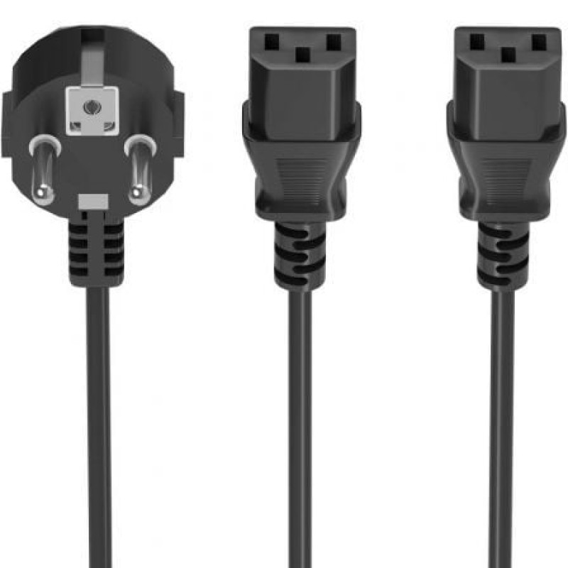 AISENS Cable Alimentacion CPU, CEE7/M-2xC13/H, Negro, 3.0m