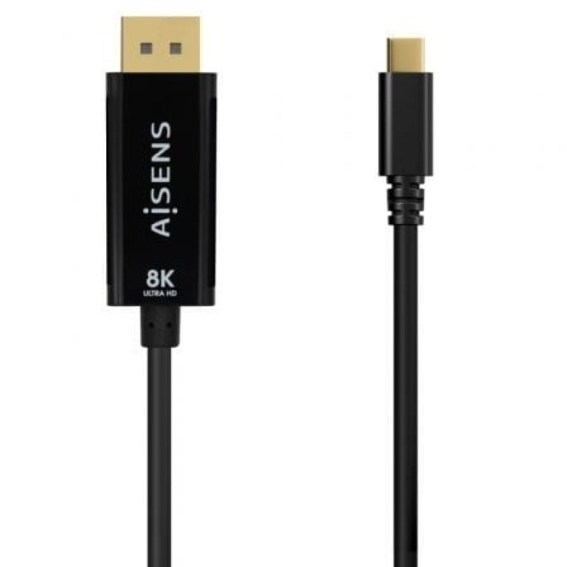 AISENS Cable Conversor USB-C a Displayport 8K@60Hz, USB-C/M-DP/M, Negro, 0.8M