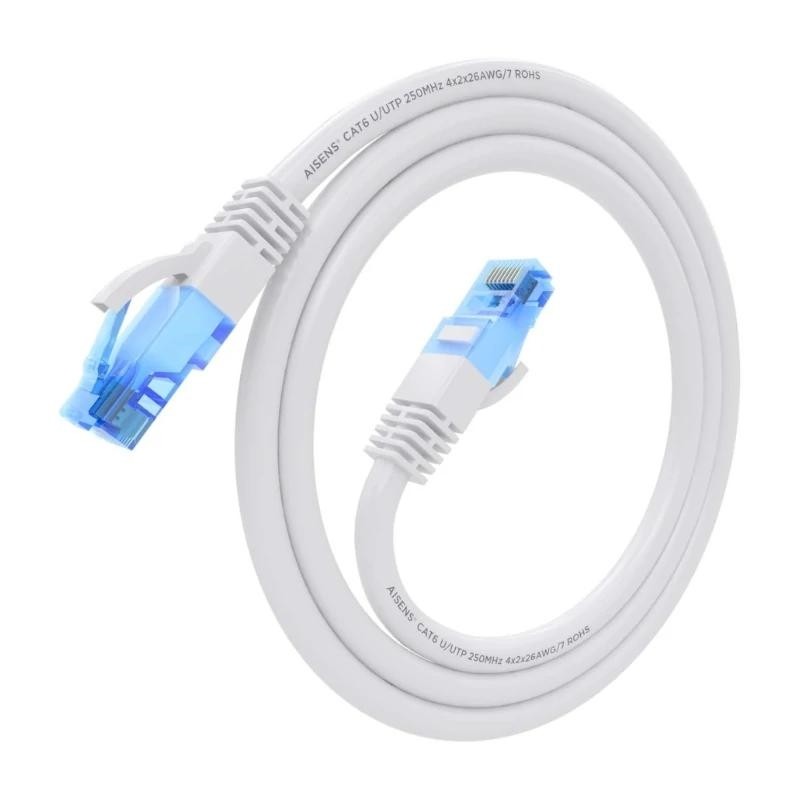 AISENS Cable De Red Latiguillo RJ45 Cat.6 UTP AWG26 CCA, Blanco, 0.5 m