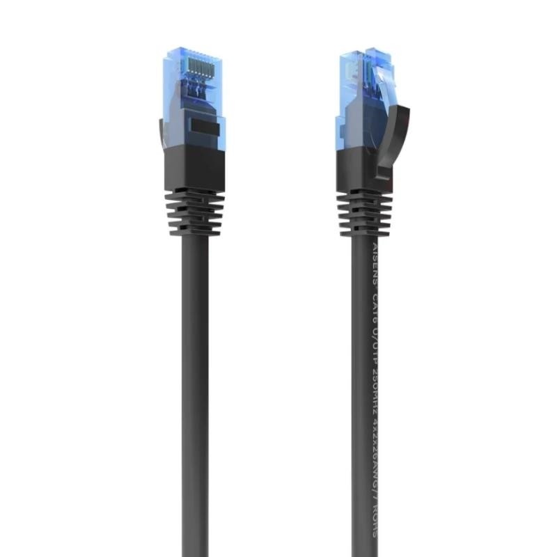 AISENS Cable De Red Latiguillo RJ45 Cat.6 UTP AWG26 CCA, Negro, 0.5 cm