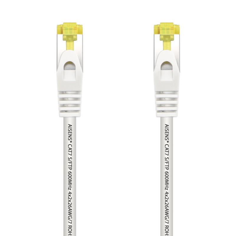 AISENS Cable De Red Latiguillo RJ45 LSZH Cat.7 600 MHz S/FTP PIMF AWG26, Blanco, 0.5 m