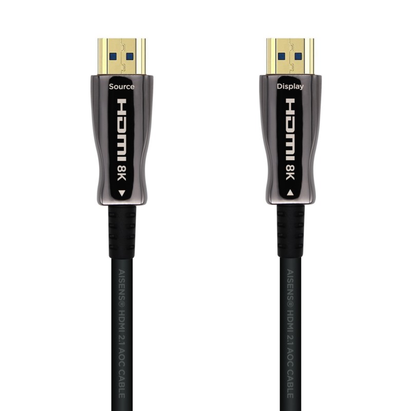 AISENS Cable HDMI V2.1 AOC Ultra Alta Velocidad / HEC 8k@60Hz 4k@120Hz 4:4:4 48Gbps, A/M-A/M, Negro, 30m