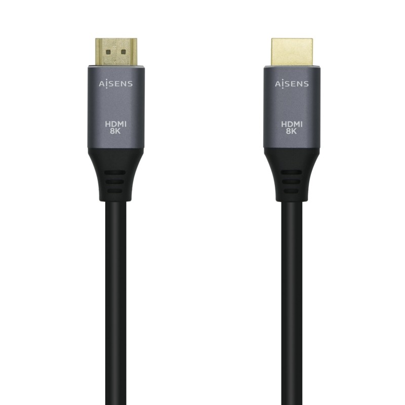 AISENS Cable HDMI V2.1 Ultra Alta Velocidad / HEC 8k@60Hz 48Gbps, A/M-A/M, Gris/Negro, 1.0m