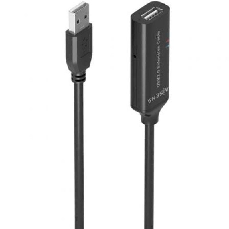 AISENS Cable USB 2.0 Prolongador con Amplificador, Tipo A/M-A/H, Negro, 10m