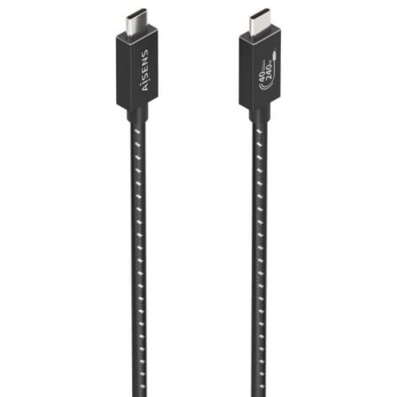 AISENS Cable USB4 Gen3x2 Aluminio 40Gbps 8K@60Hz 5A 48V 240W E-Mark, Tipo USB-C/M-USB-C/M, Negro, 0.5m