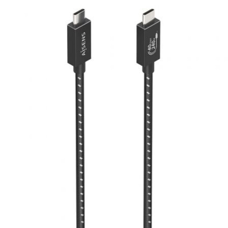 AISENS Cable USB4 Gen3x2 Aluminio 40Gbps 8K@60Hz 5A 48V 240W E-Mark, Tipo USB-C/M-USB-C/M, Negro, 1.0m