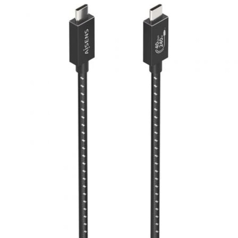 AISENS Cable USB4 Gen3x2 Aluminio 40Gbps 8K@60Hz 5A 48V 240W E-Mark, Tipo USB-C/M-USB-C/M, Negro, 1.5m