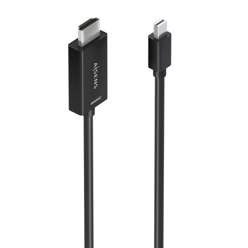 AISENS Cable conversor MINI DP a HDMI 4K@60Hz, MINI DP/M-HDMI/M, Negro, 0.6m