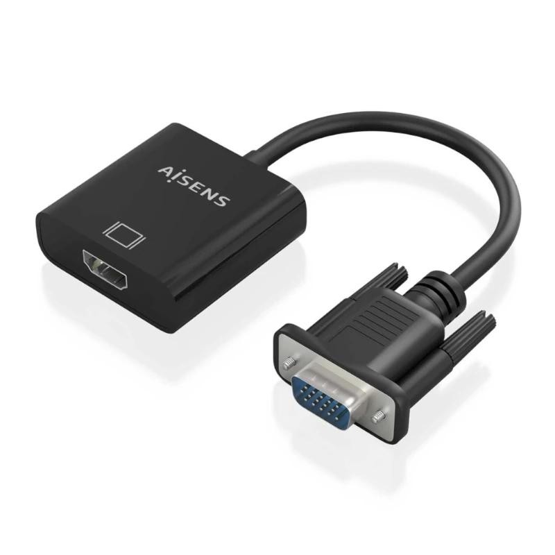 AISENS Cable conversor SVGA+Audio a HDMI, SVGA/M+Jack 3.5/H+USB MicroB/H-HDMI A/H, Negro, 20cm