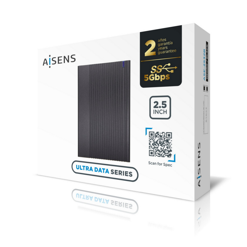 AISENS Caja Externa 2.5" ASE-2532B 9.5mm SATA A USB 3.0/USB3.1 Gen1, Negra