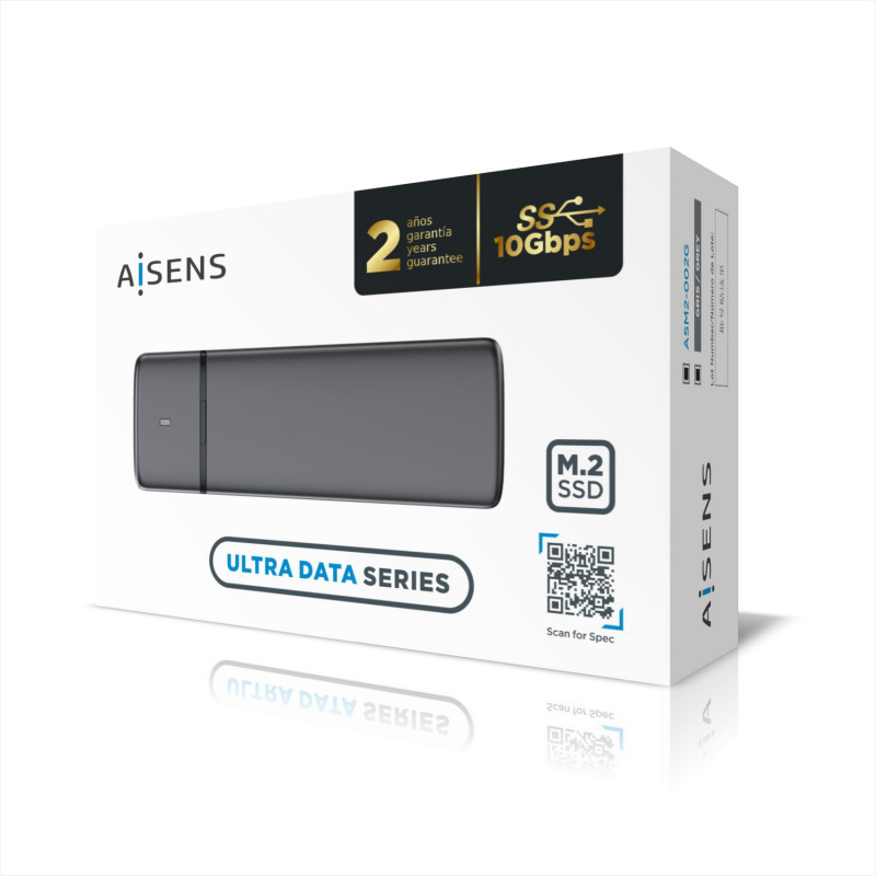 AISENS Caja Externa M.2 (NGFF) ASM2-002G SATA/NVME a USB3.1/USB3.2 GEN2, Gris