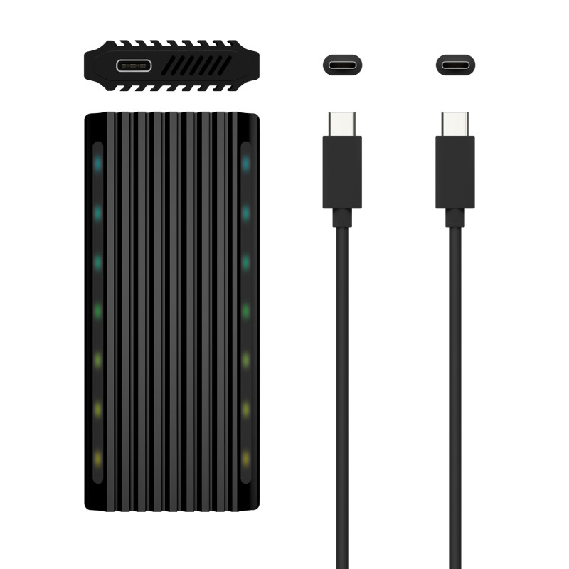 AISENS Caja Externa M.2 RGB Gaming ASM2-RGB012B SATA/NVMe A USB3.1 Gen2, Negra