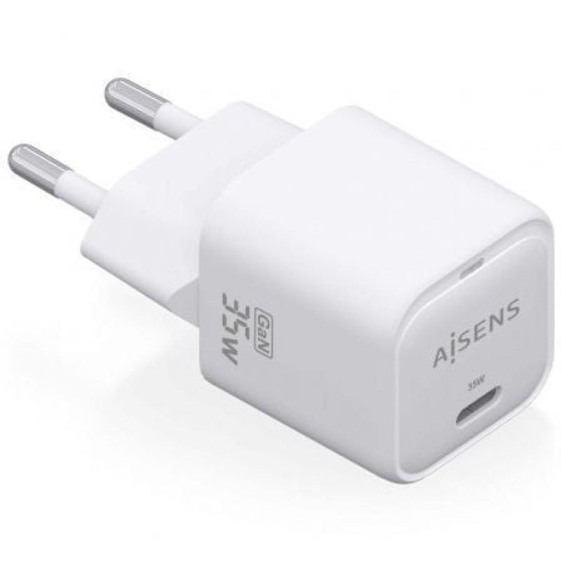 AISENS Cargador GaN 35W, 1xUSB-C PD3.0 QC4.0, Blanco