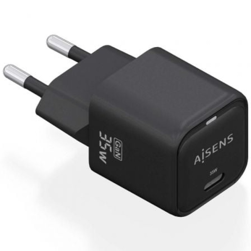AISENS Cargador GaN 35W, 1xUSB-C PD3.0 QC4.0, Negro