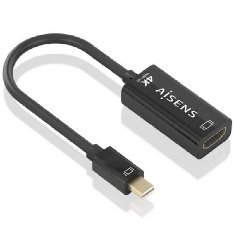 AISENS Conversor MINI DP a HDMI 4K@60Hz, MINI DP/M-HDMI/H, Negro, 15cm