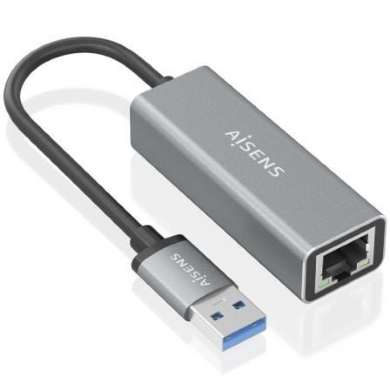 AISENS Conversor USB 3.0 a ethernet Gigabit 10/100/1000 Mbps, Gris, 15cm