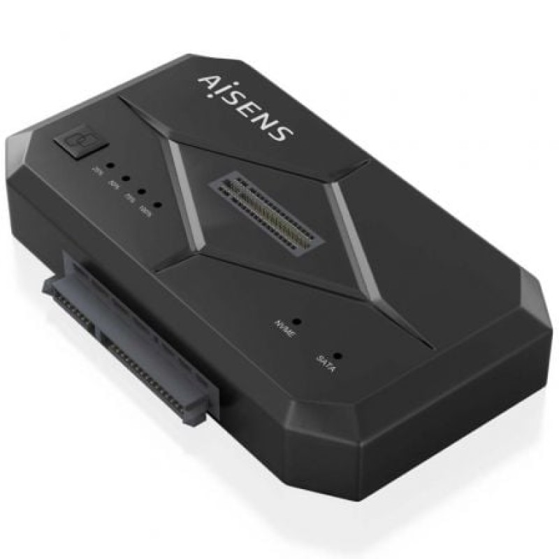 AISENS Estación de Docking SATA 2.5/3.5, M.2 NVMe a USB 3.0/3.1 Gen1, Clone, Negro