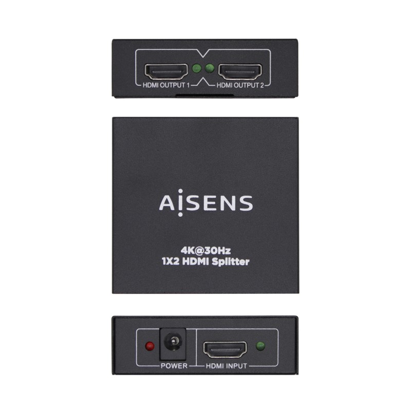 AISENS HDMI Duplicador 4K@30HZ 1x2 con alimentación, Negro