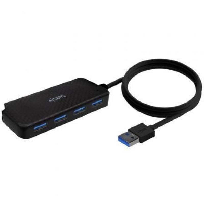 AISENS Hub USB 3.0, Tipo A/M-4x Tipo A/H, Negro, 60cm
