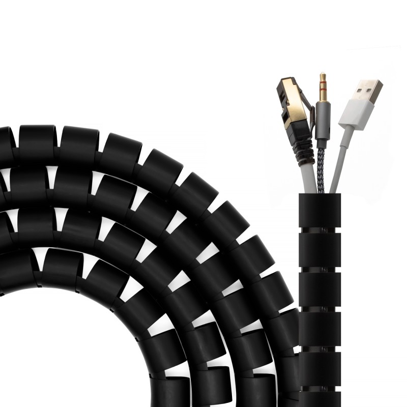 AISENS Organizador De Cable En Espiral 25mm, Negro, 2.0 m