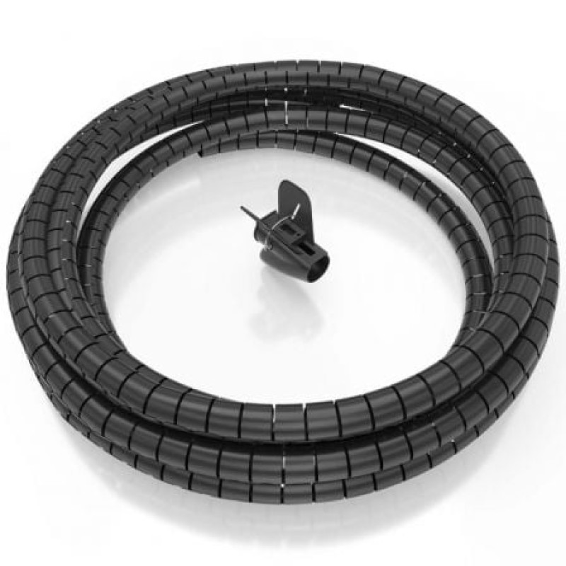 AISENS Organizador de cable en espiral 25mm, Negro, 6.0m