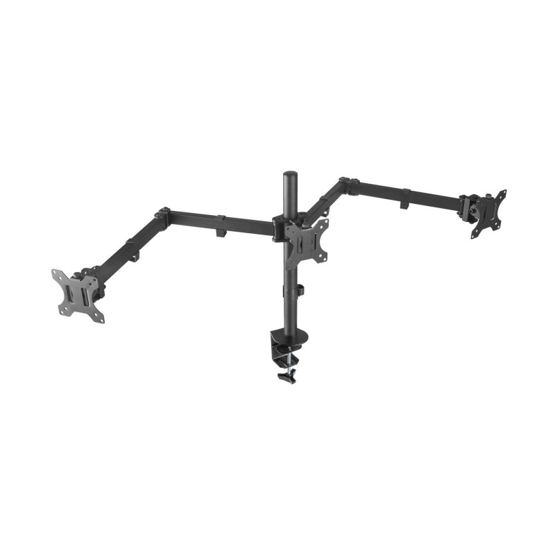AISENS Soporte De Mesa Eco Giratorio E Inclinable Para 3 Monitores 7kg (3 Pivotes, 2 Brazos) De 13-27, Negro