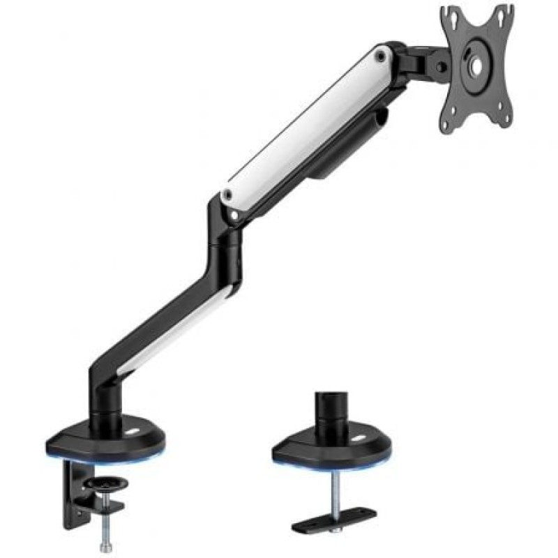 AISENS Soporte De Mesa RGB Gaming Contrapeso Giratorio E Inclinable Para Monitor/TV 9kg (3 Pivotes, 1 Brazo) De 17-32, Negro-Blanco
