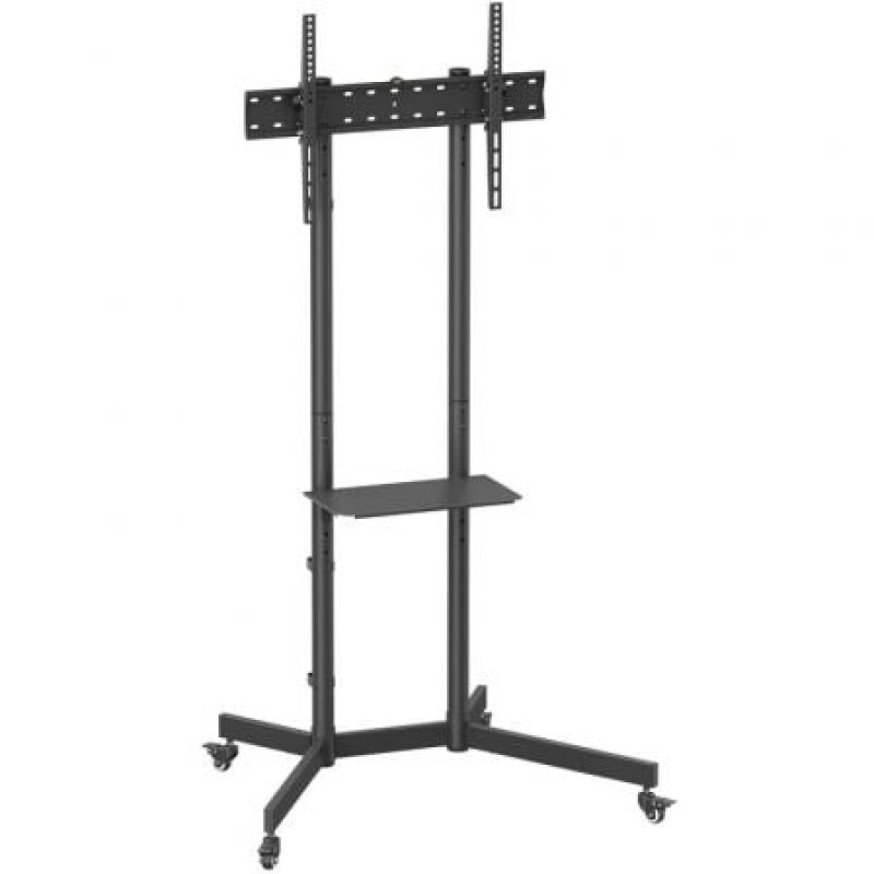 AISENS Soporte De Suelo Eco Con Rueda, Bandeja Para DVD Para Monitor/TV 45kg De 37-70, Negro