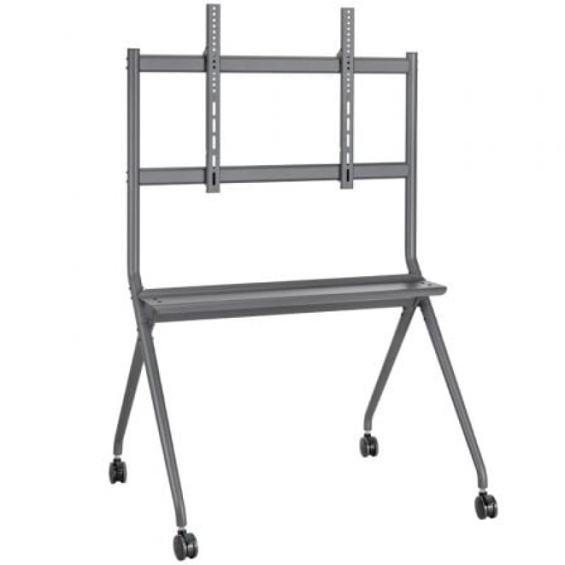 AISENS Soporte De Suelo Pro Con Rueda, 1 Bandeja Para Pantalla Interactiva/TV 120kg De 50-86, Negro