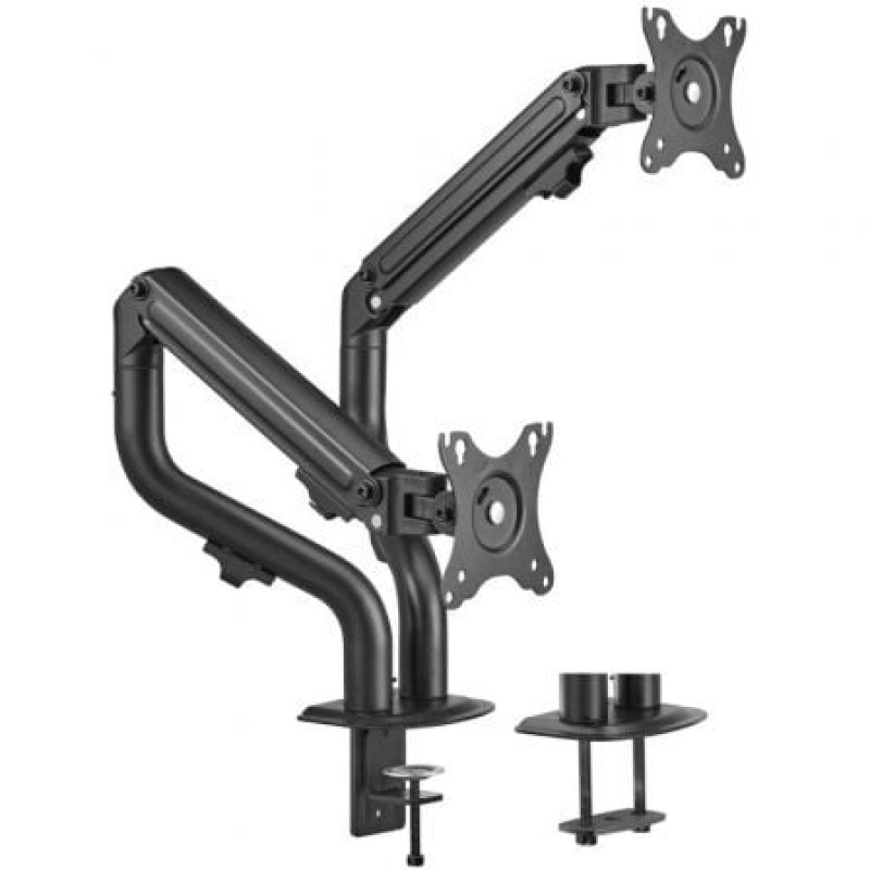 AISENS Soporte de Mesa ECO Contrapeso Giratorio e Inclinable para Monitor/TV 8Kg (3 Pivotes, 2 Brazos) de 17-32, Negro