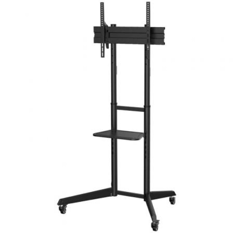 AISENS Soporte de Suelo ECO con Rueda, Bandeja para DVD para Monitor/TV 50Kg de 37-70, Negro