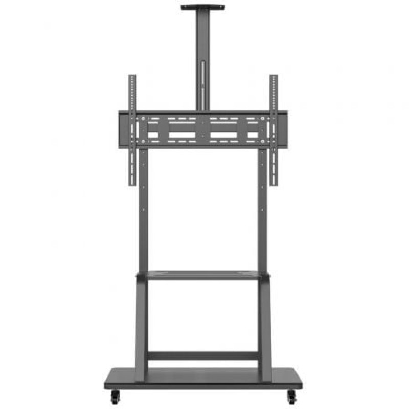 AISENS Soporte de Suelo ECO con Rueda, Bandeja para DVD y Soporte de Cámara para Monitor/TV 150Kg de 37-100, Negro