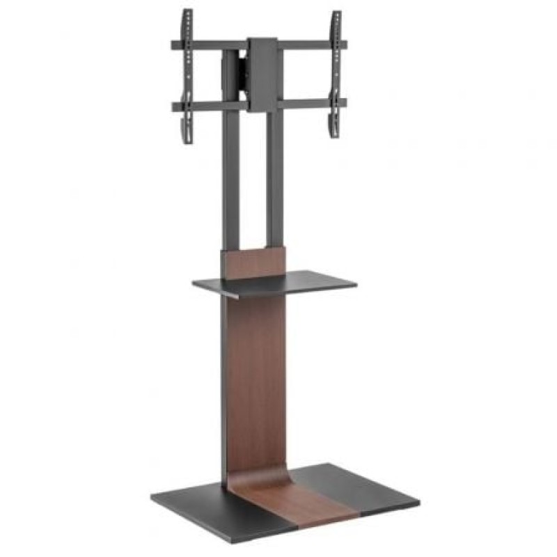 AISENS Soporte de Suelo con Bandeja DVD para Monitor/TV 50kg de 37-86, Negro-Marrón