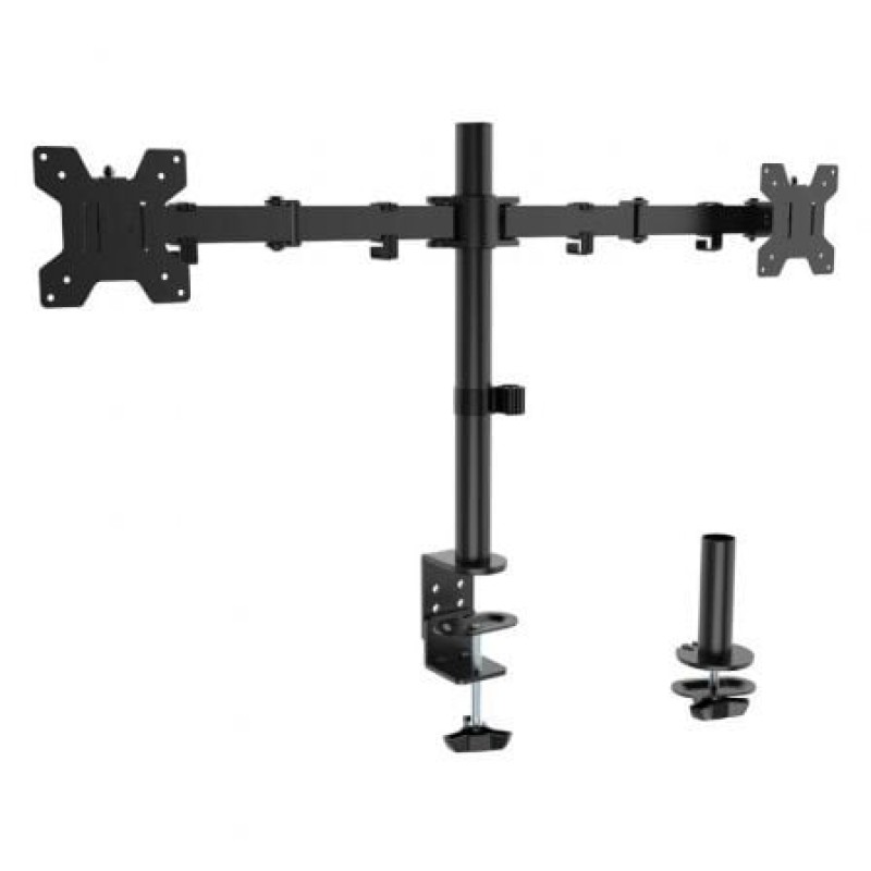 AISENS Soporte de mesa eco giratorio e inclinable para monitor/TV 10kg (3 Pivotes, 2 Brazos) de 17-32, Negro