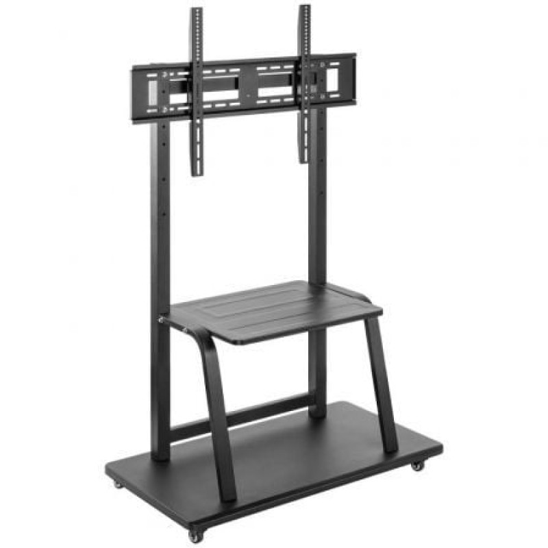 AISENS Soporte de suelo ECO con ruedas, bandeja para DVD para Monitor/TV 150Kg de 37-100, Negro