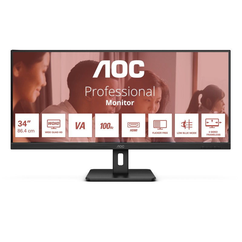 AOC U34E2M pantalla para PC 86,4 cm (34") 3440 x 1440 Pixeles Wide Quad HD Negro