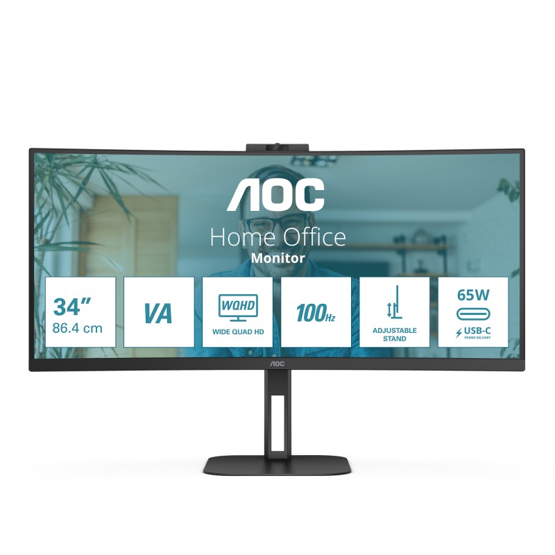 AOC V5 CU34V5CW pantalla para PC 86,4 cm (34") 3440 x 1440 Pixeles Wide Quad HD LED Negro