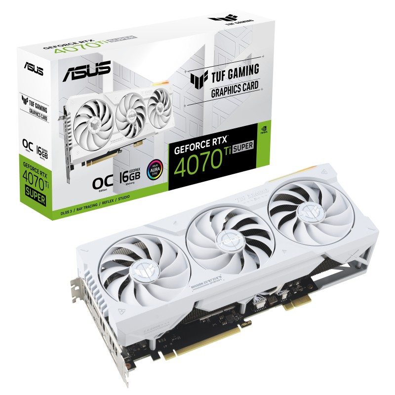 ASUS TUF Gaming TUF-RTX4070TIS-O16G-BTF-WHITE NVIDIA GeForce RTX 4070 Ti SUPER 16GB GDDR6X