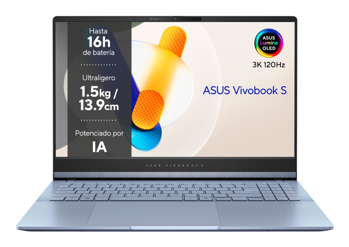 ASUS Vivobook S15 OLED OLED S5506MA-MA048W - Ordenador Portátil 15.6" 3K 120Hz (Intel Core Ultra 7 155H, 16GB RAM, 1TB SSD, Arc Graphics, Windows 11