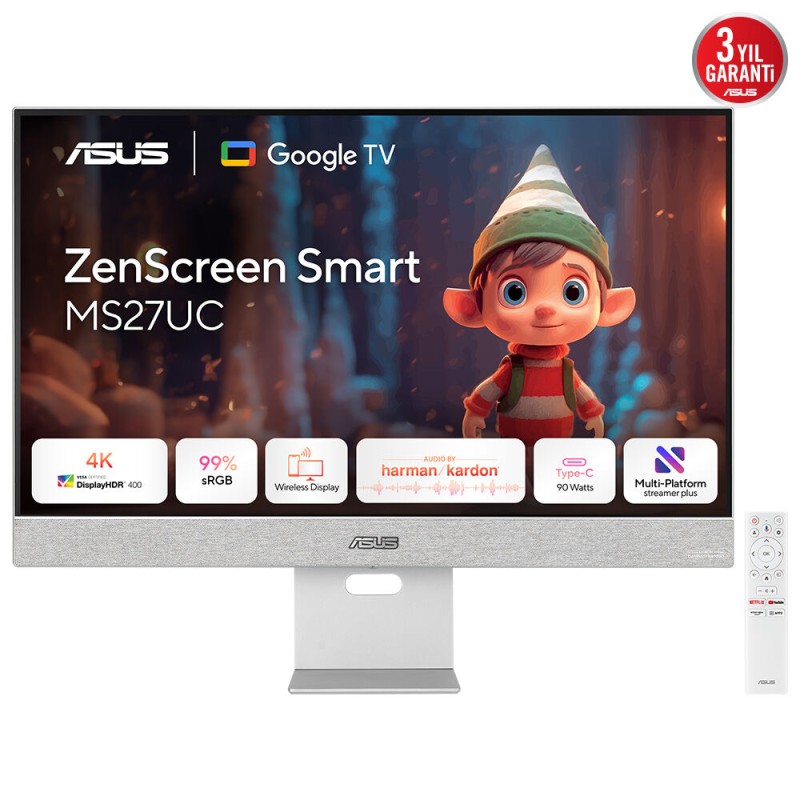 ASUS ZenScreen Smart Monitor MS27UC pantalla para PC 68,6 cm (27") 3840 x 2160 Pixeles 4K Ultra HD LCD Gris